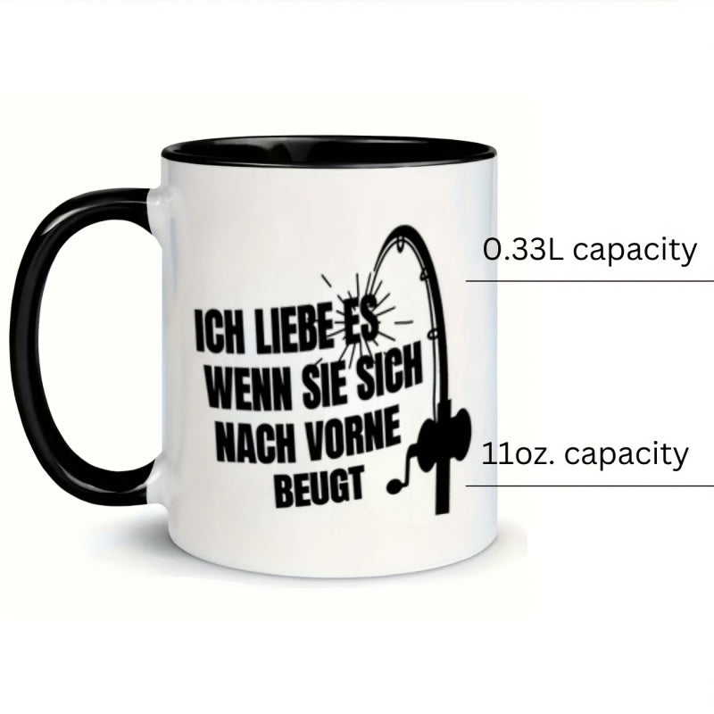 Tailorly Black Accent 11 oz Mug - humorous fishing rod mug design