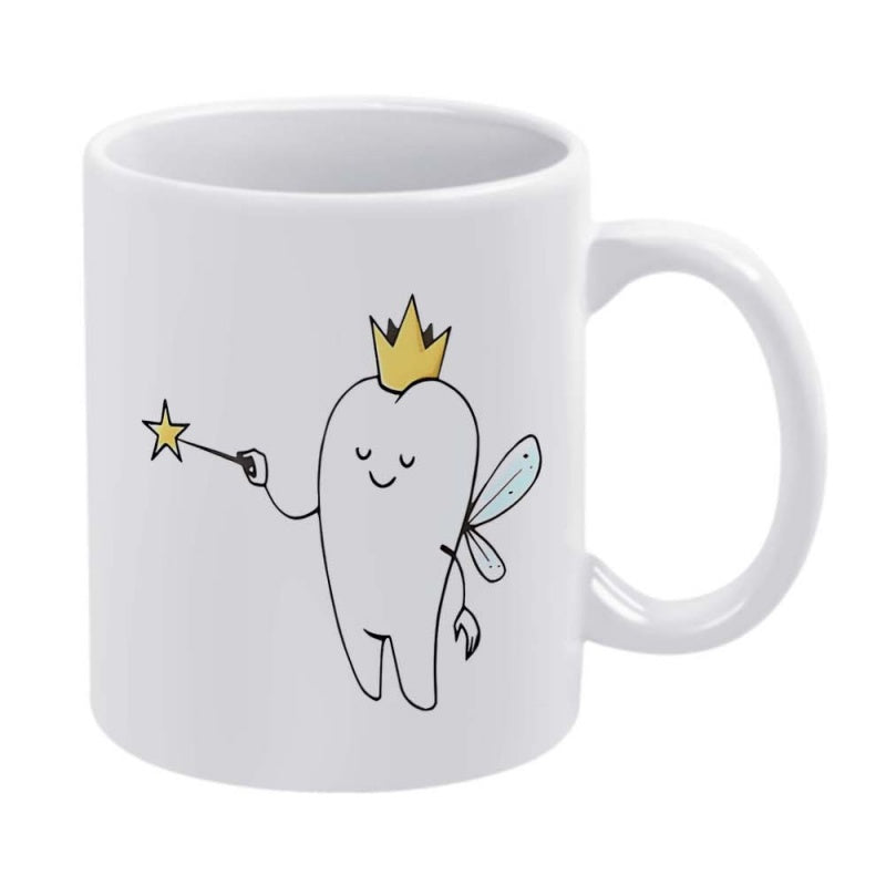 Tailorly White Ceramic 11 oz Mug - fairy mug 11 ounces holiday gifts for birthdays christmas or summer a whimsical and handcrafted novelty cup sturdy