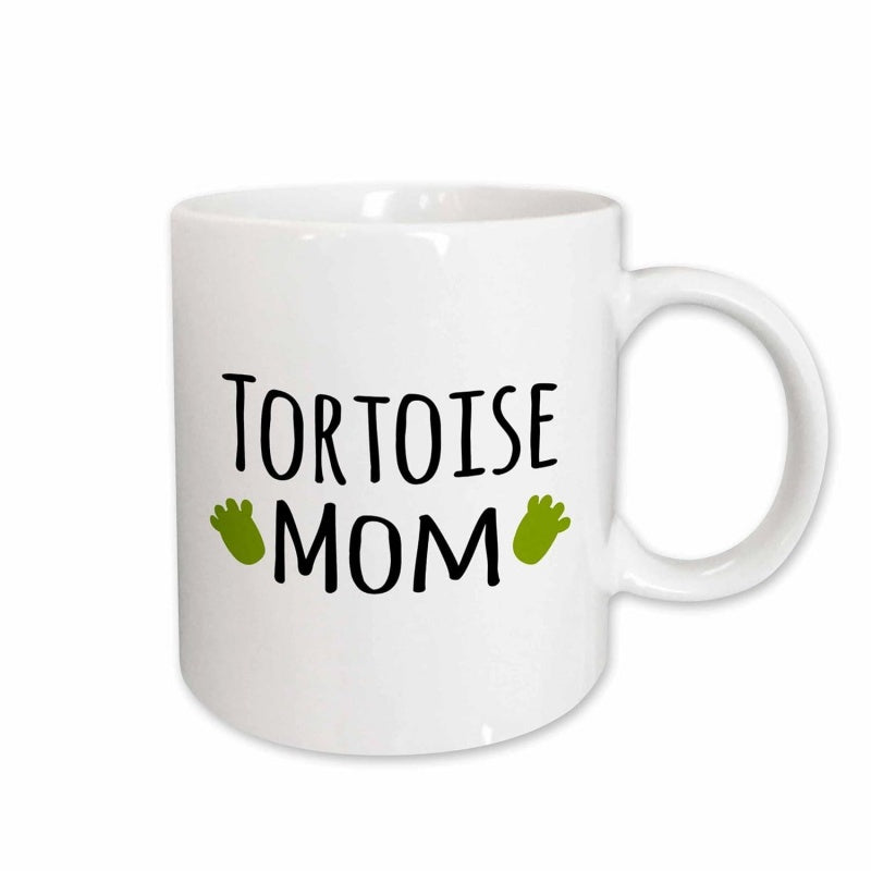 Tailorly White Ceramic 11 oz Mug - humorous design labeled tortoise mom
