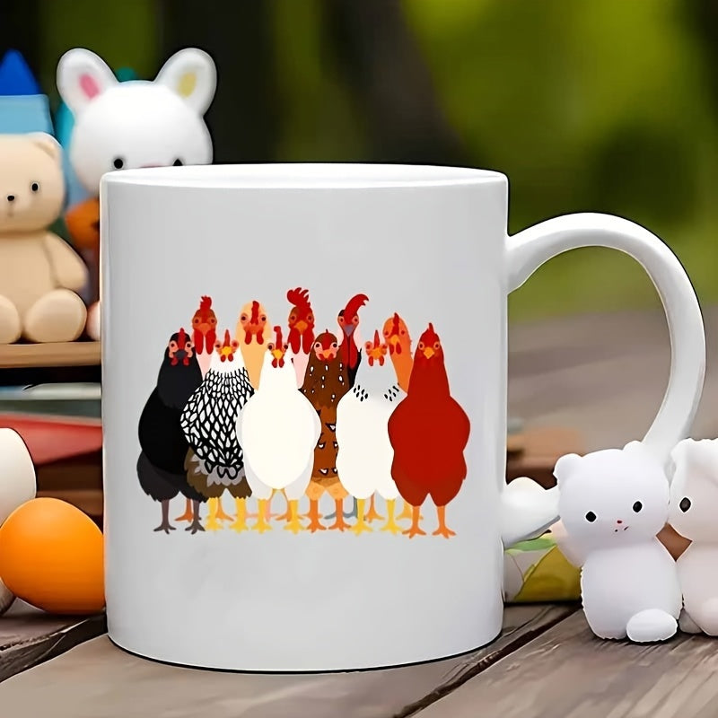 Tailorly White Ceramic 11 oz Mug - funny rooster