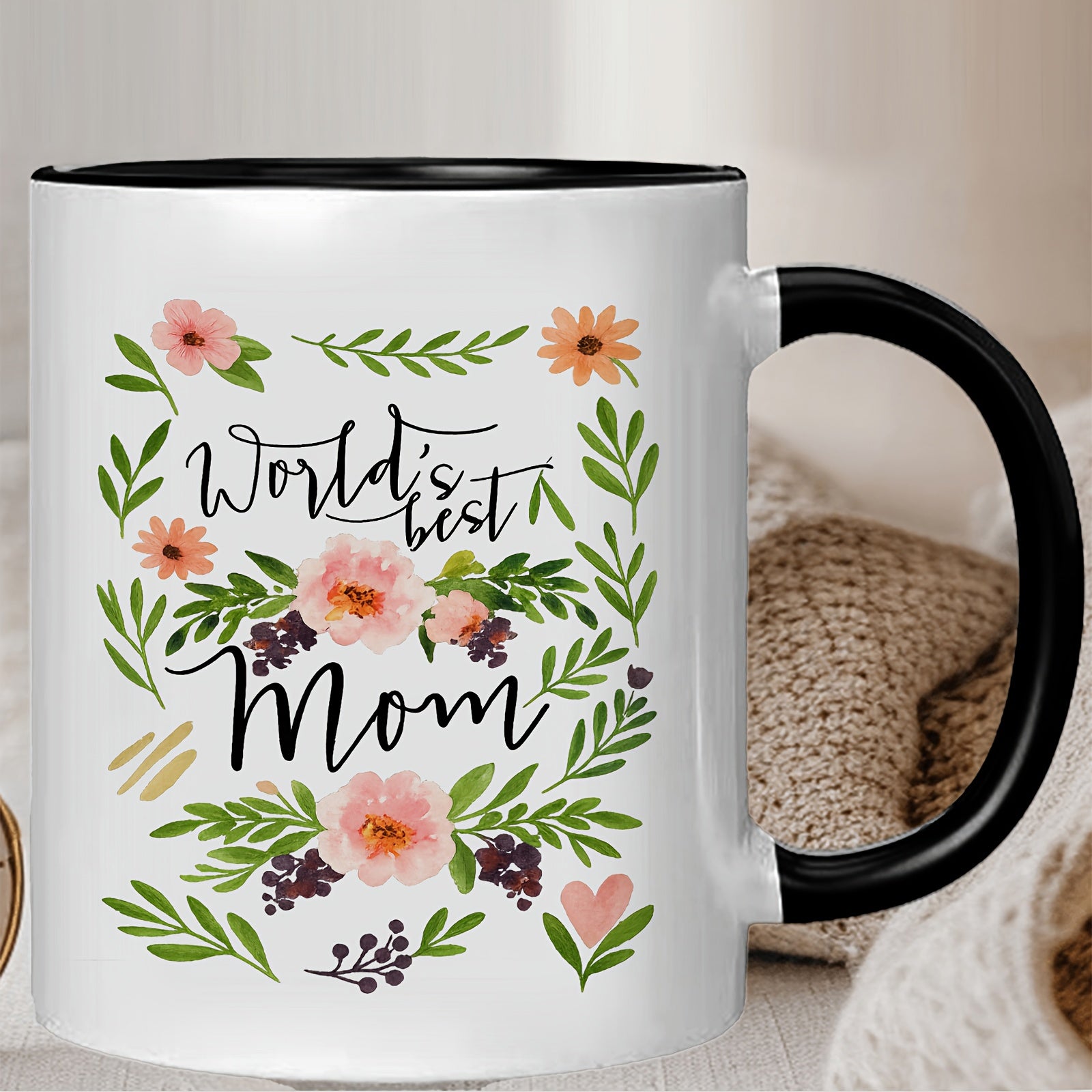 Tailorly Black Accent 11 oz Mug - elegant pink flower patterns