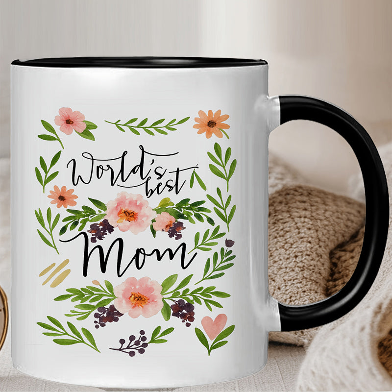 Tailorly Black Accent 11 oz Mug - elegant pink flower patterns
