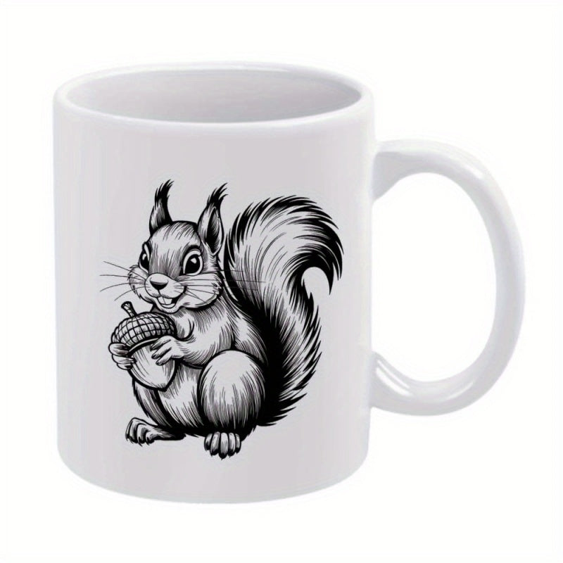 Tailorly White Ceramic 11 oz Mug - squirrel