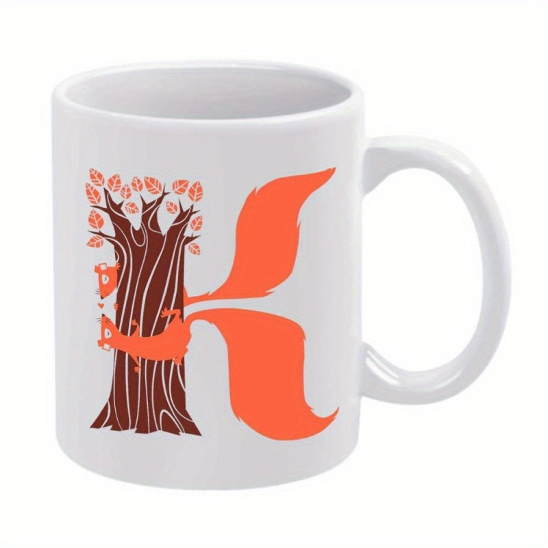 Tailorly White Ceramic 11 oz Mug - cute fox trees h letter