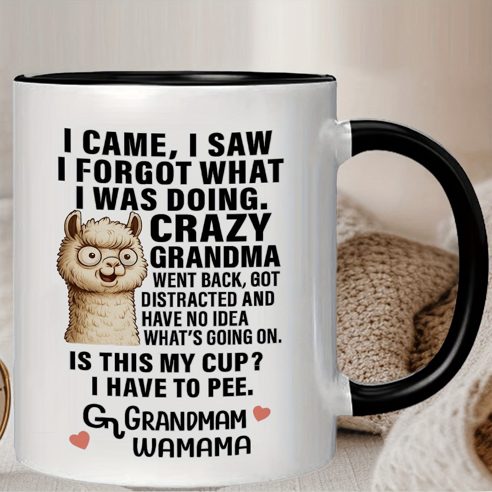 Tailorly Black Accent 11 oz Mug - funny text and an image of an alpaca
