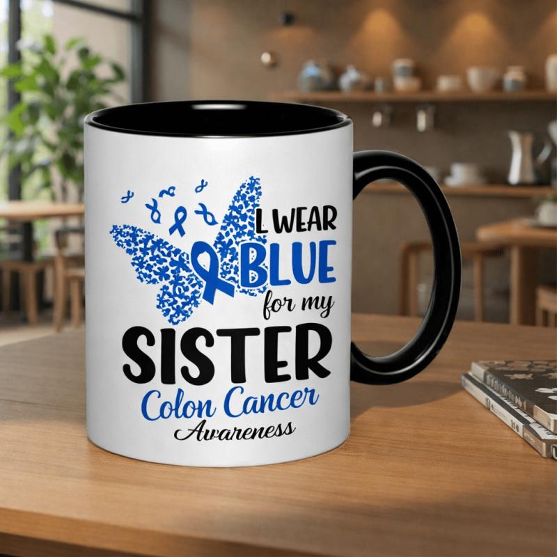 Tailorly Black Accent 11 oz Mug - support for fight against colon