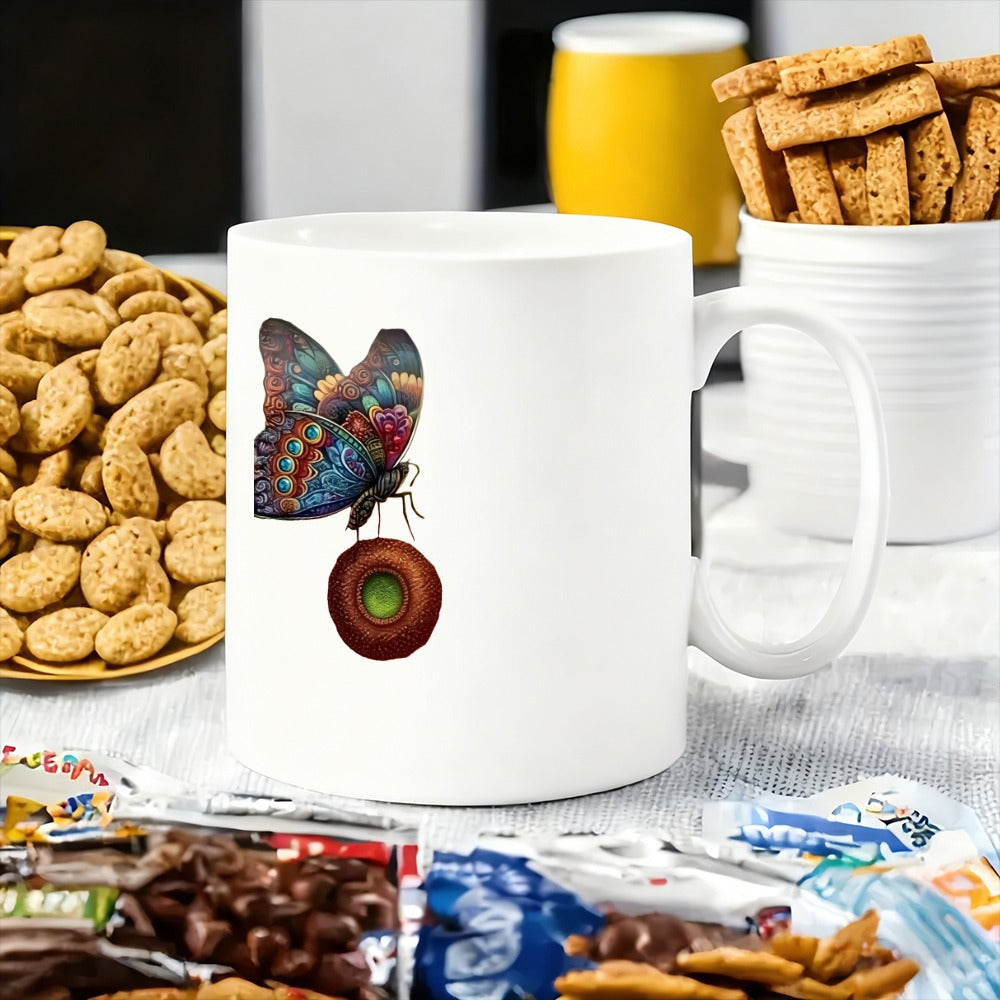Tailorly White Ceramic 11 oz Mug - colorful pattern