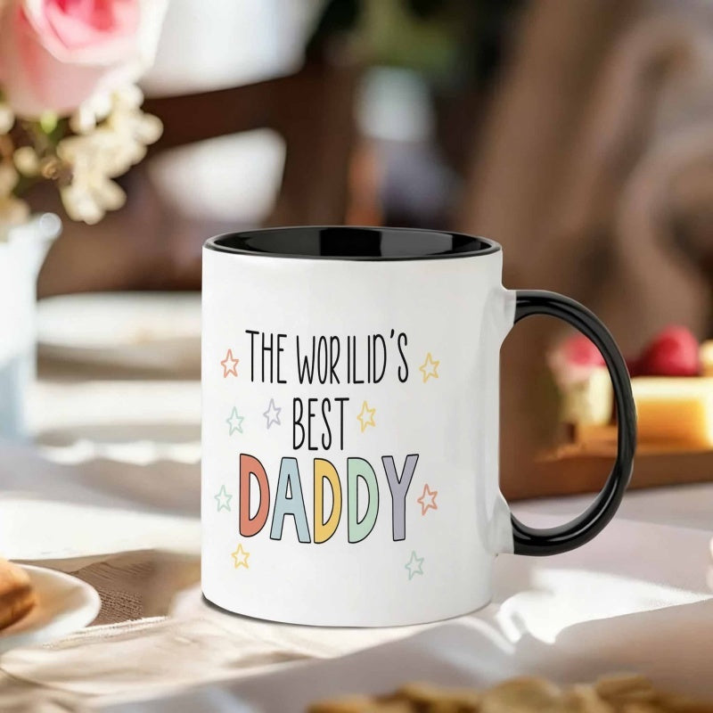 Tailorly Black Accent 11 oz Mug - one ceramic cup for daily use christmas birthdays and anniversaries one mug for the best for dad in the world an 11oz