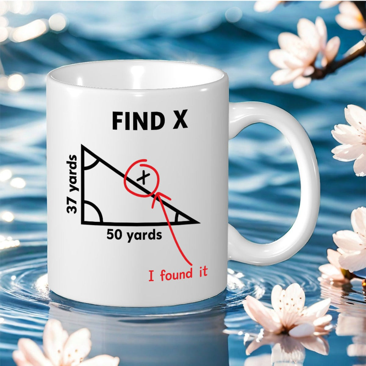 Tailorly White Ceramic 11 oz Mug - red and black geometric shapes