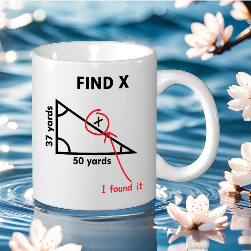 Tailorly White Ceramic 11 oz Mug - red and black geometric shapes