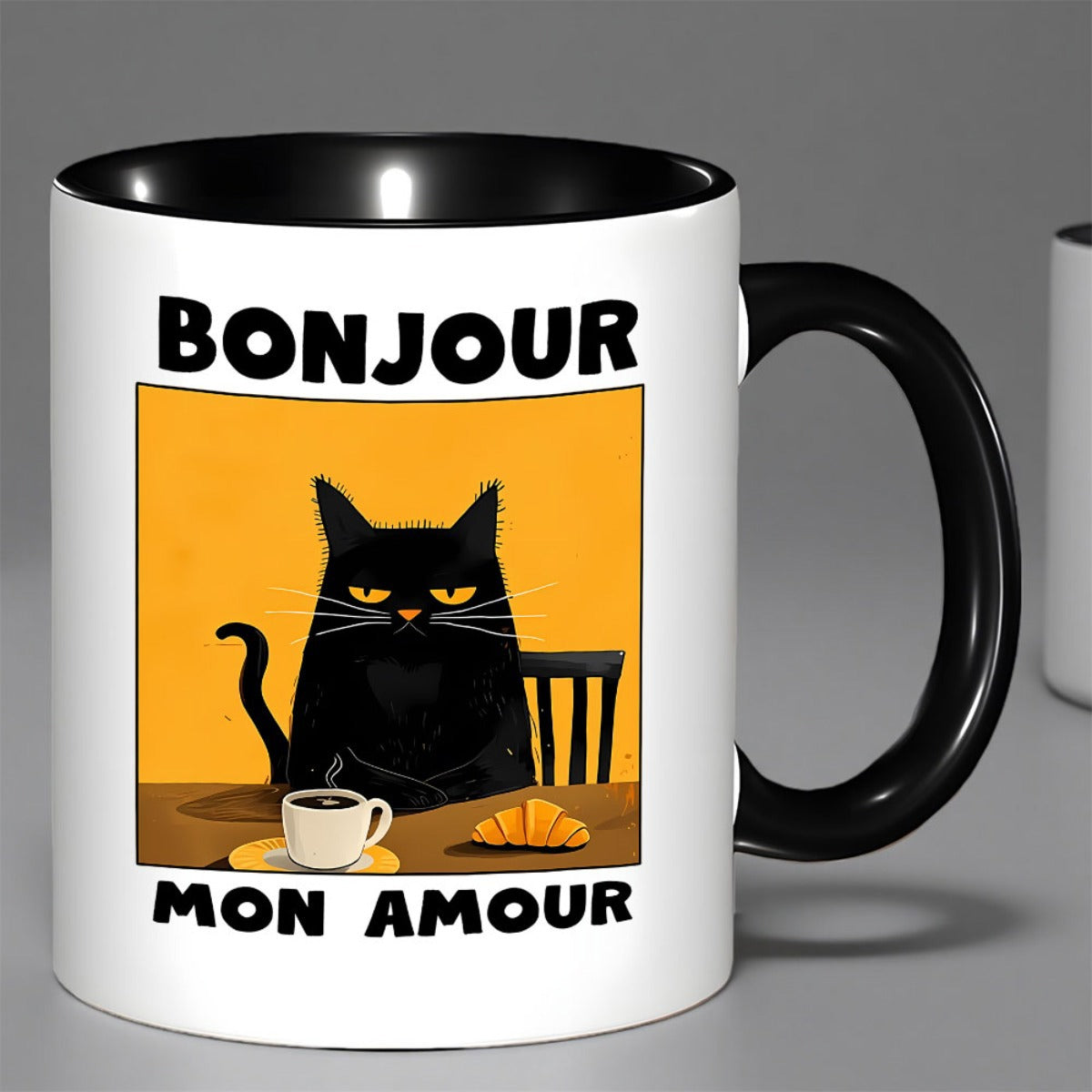 Tailorly Black Accent 11 oz Mug - black cat silhouette