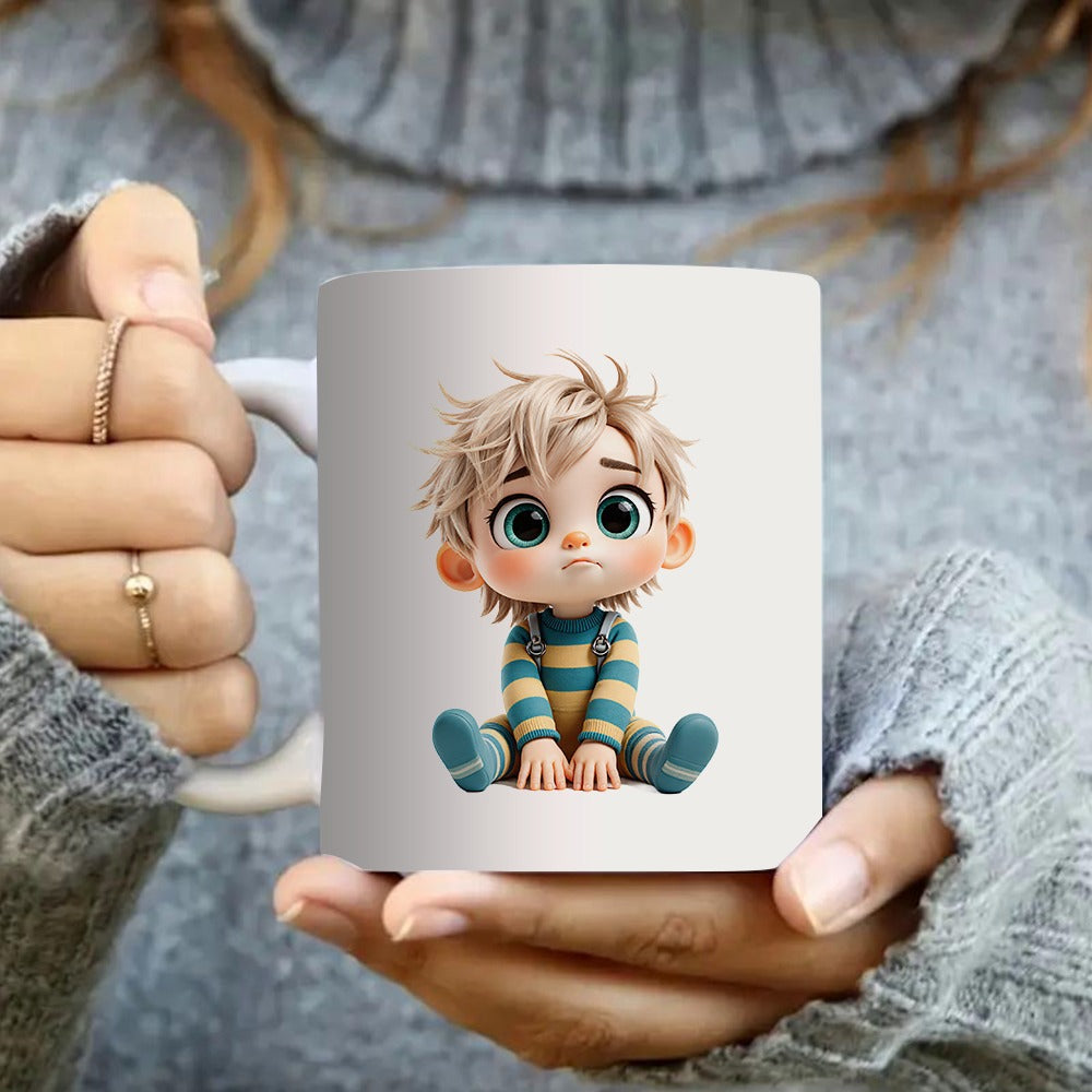 Tailorly White Ceramic 11 oz Mug - cute cartoon