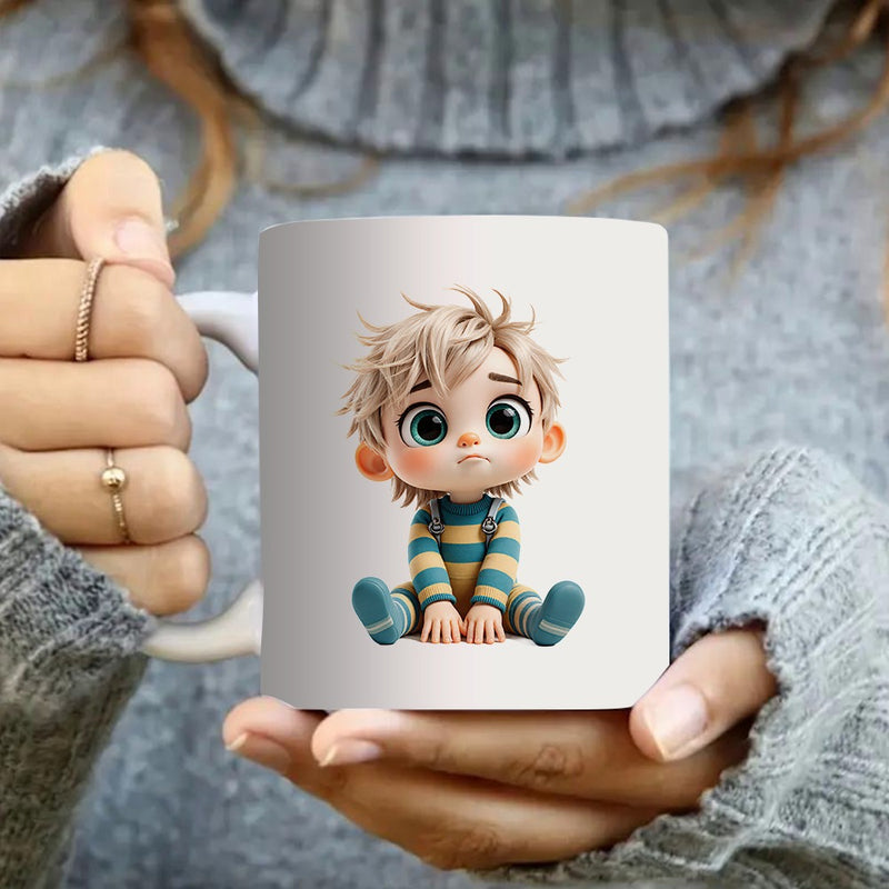 Tailorly White Ceramic 11 oz Mug - cute cartoon