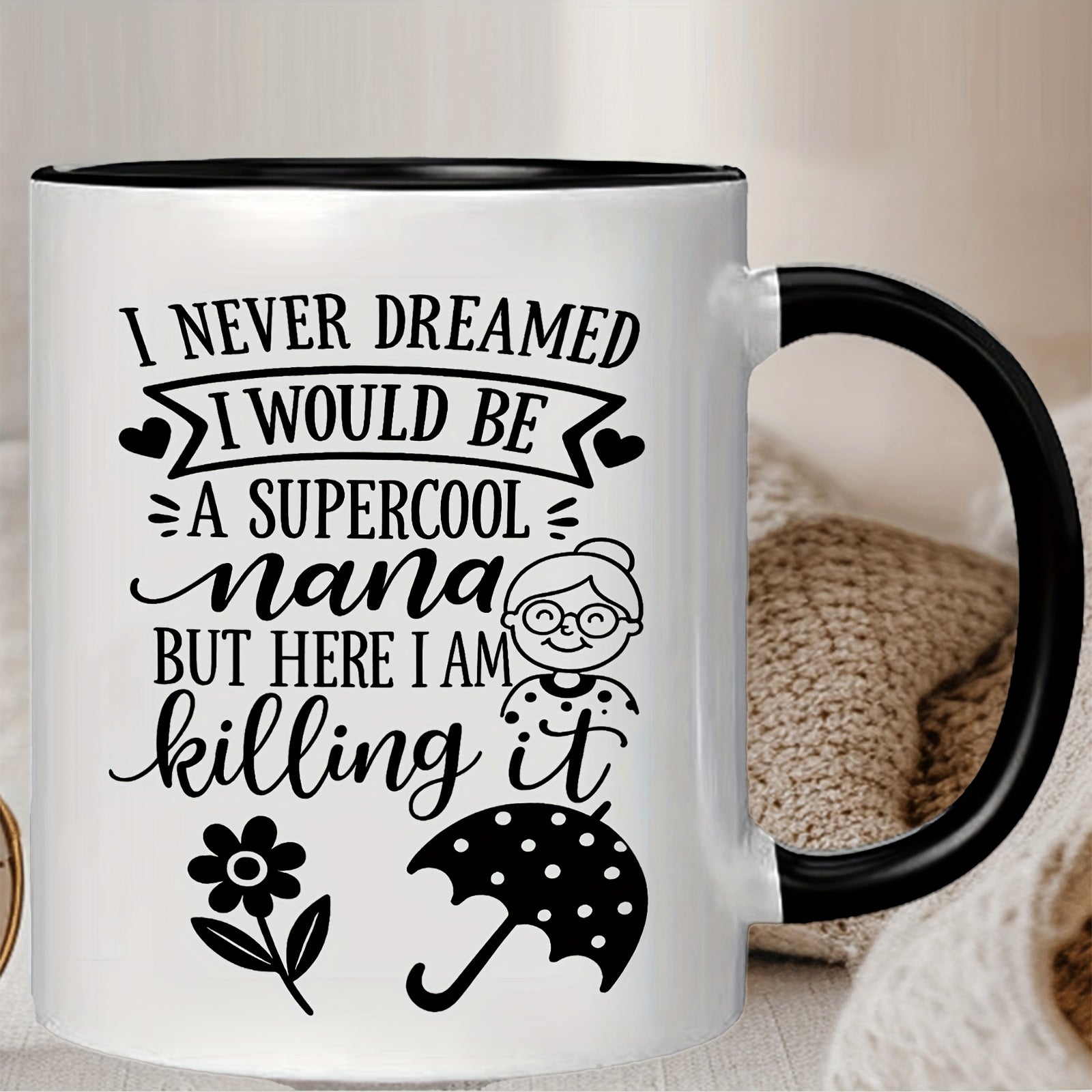 Tailorly Black Accent 11 oz Mug - simple black and white dot pattern