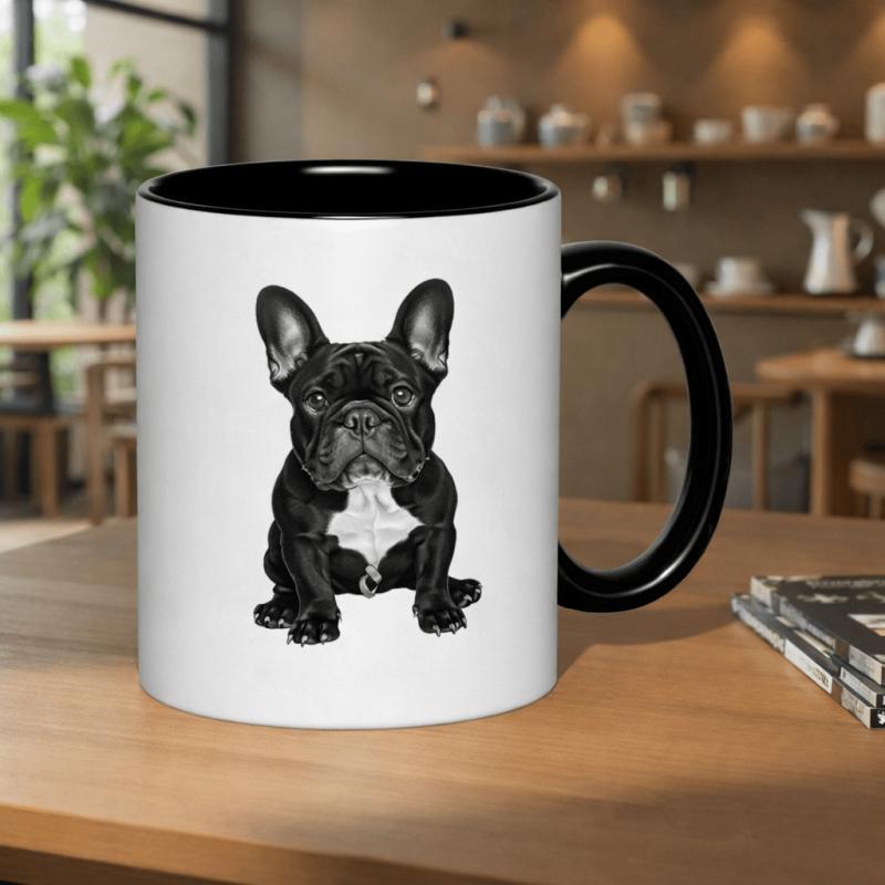 Tailorly Black Accent 11 oz Mug - french bulldog sitting