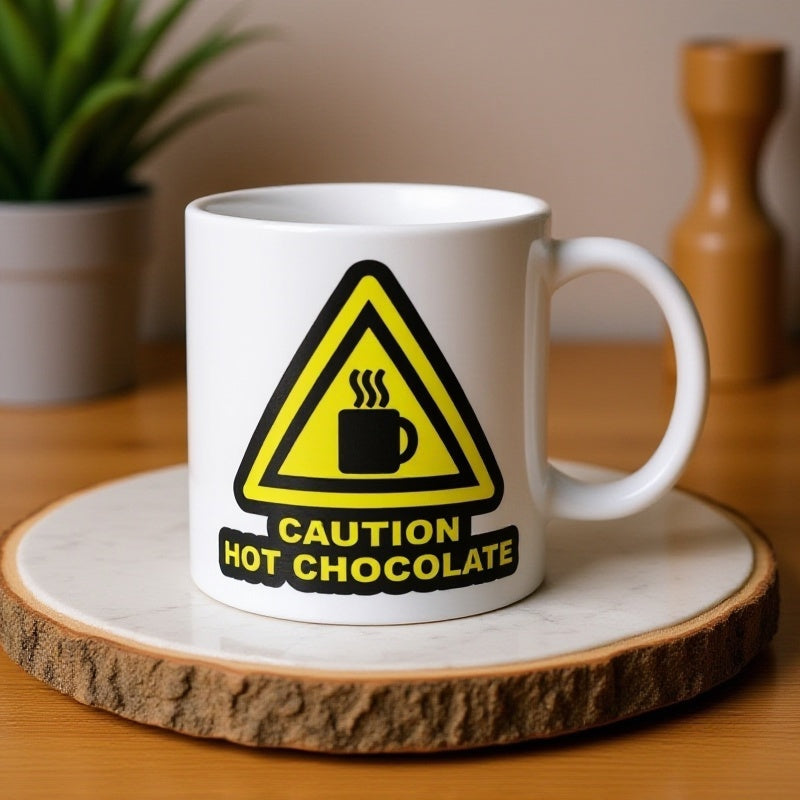 Tailorly White Ceramic 11 oz Mug - caution sign