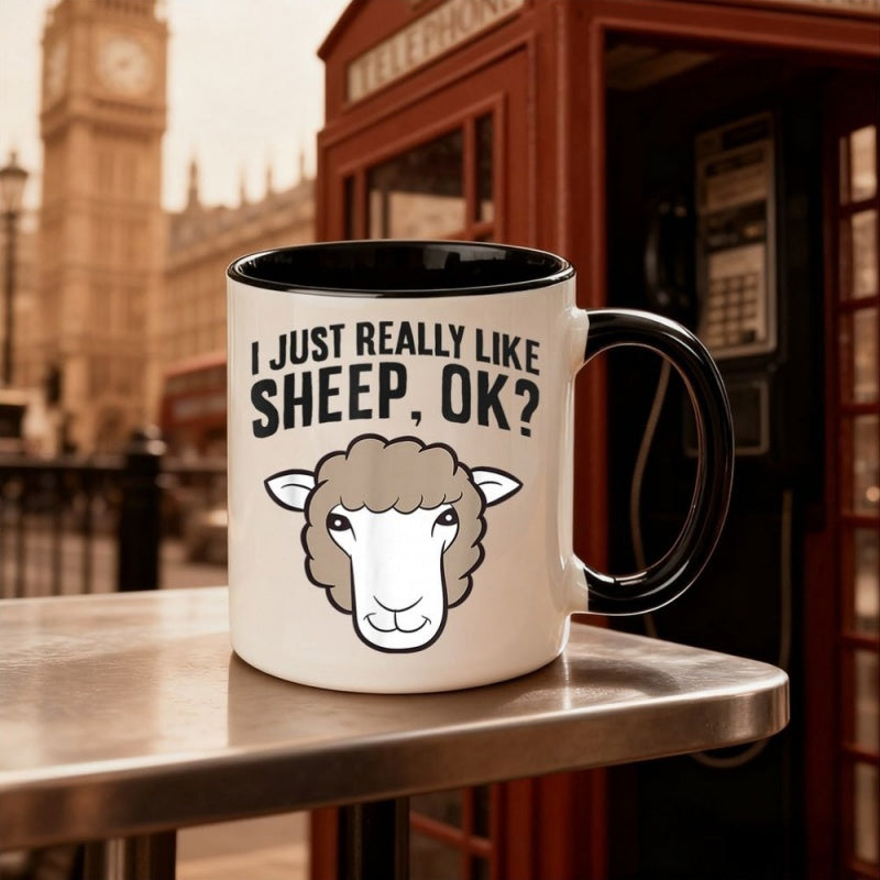 Tailorly Black Accent 11 oz Mug - cartoon sheep