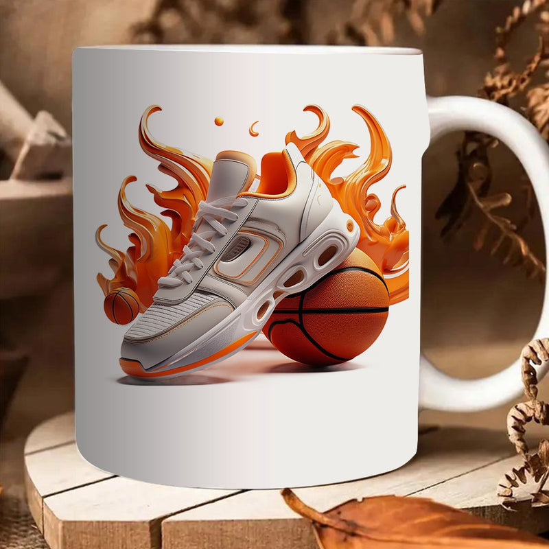 Tailorly White Ceramic 11 oz Mug - vibrant flame design