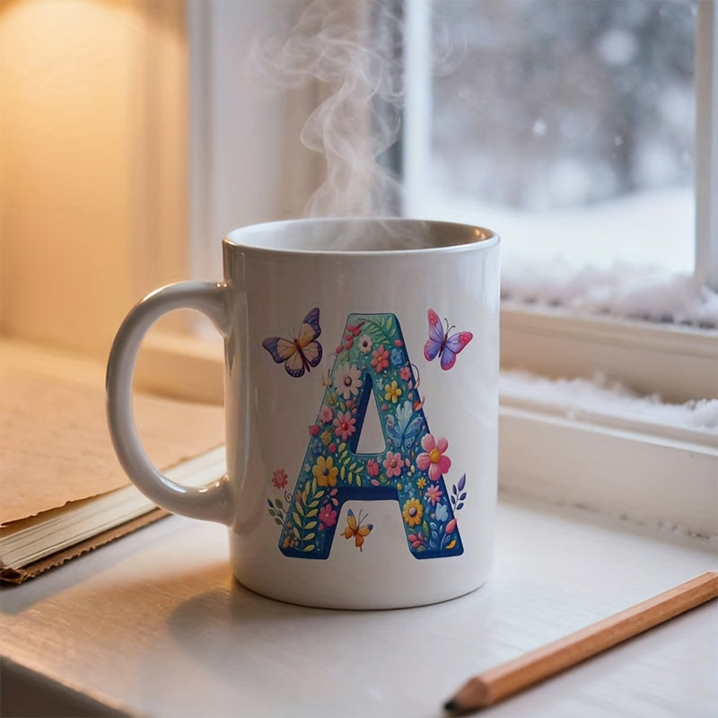 Tailorly White Ceramic 11 oz Mug - a letter design