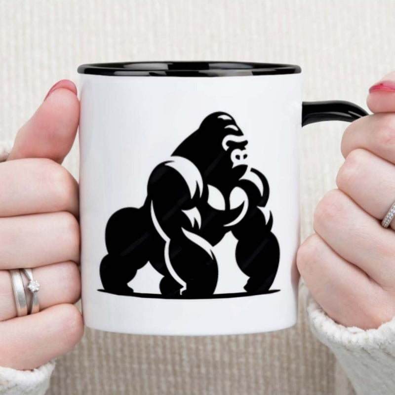 Tailorly Black Accent 11 oz Mug - muscular mug with eyes design