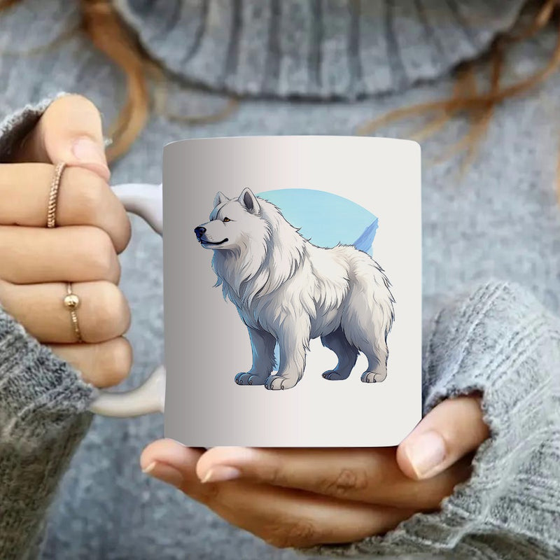 Tailorly White Ceramic 11 oz Mug - white wolf