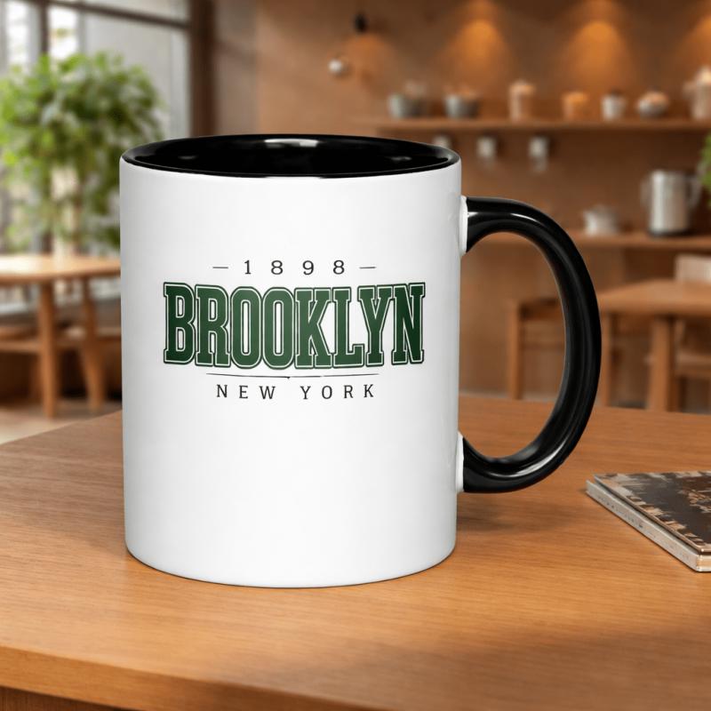 Tailorly Black Accent 11 oz Mug - brooklyn 1898 vintage style graphic design