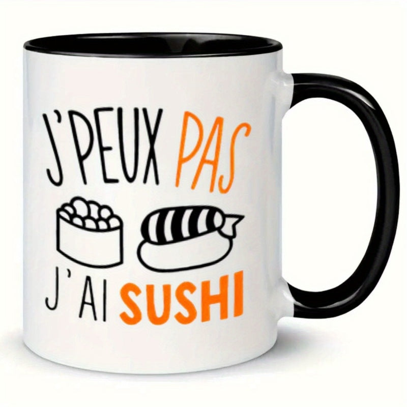 Tailorly Black Accent 11 oz Mug - sushi themed