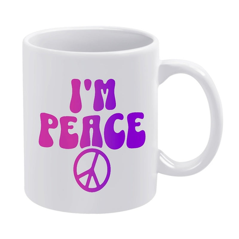 Tailorly White Ceramic 11 oz Mug - peace symbol