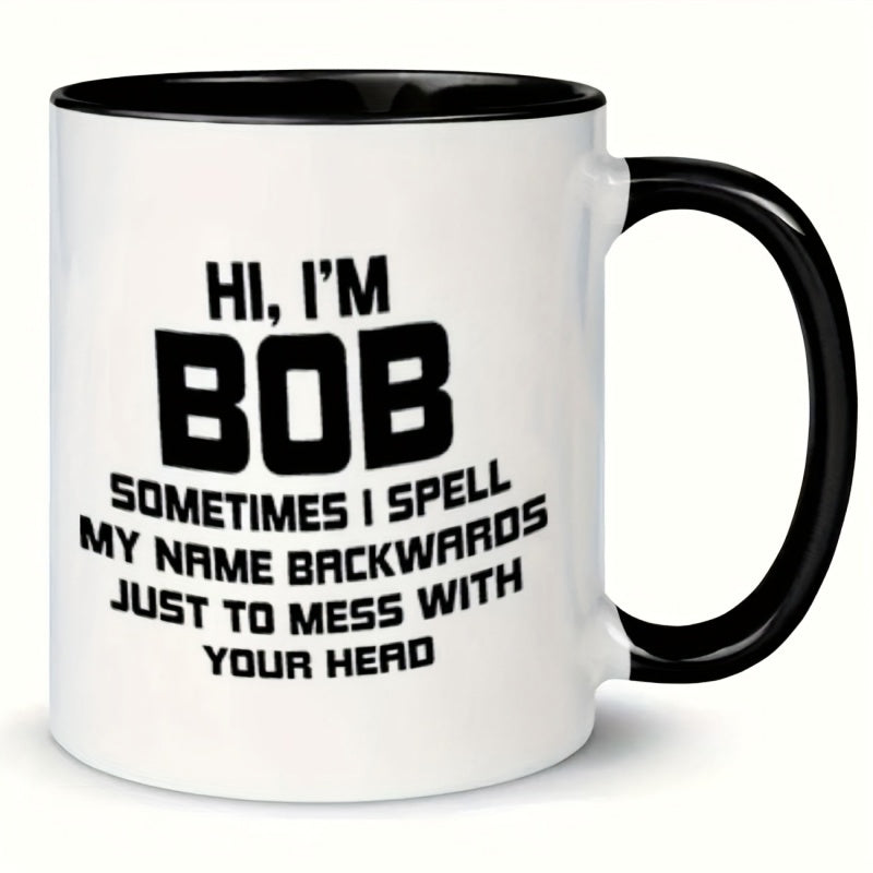 Tailorly Black Accent 11 oz Mug - 1pc bob reverse head mug 11 ounces present for the holidays birthday present christmas present summer