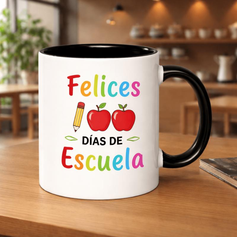 Tailorly Black Accent 11 oz Mug - 100 days of school with pencils