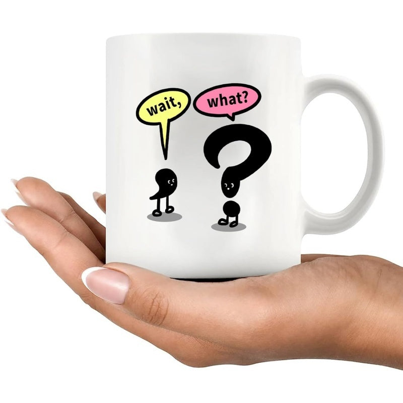 Tailorly White Ceramic 11 oz Mug - coffee tea or hot chocolate text