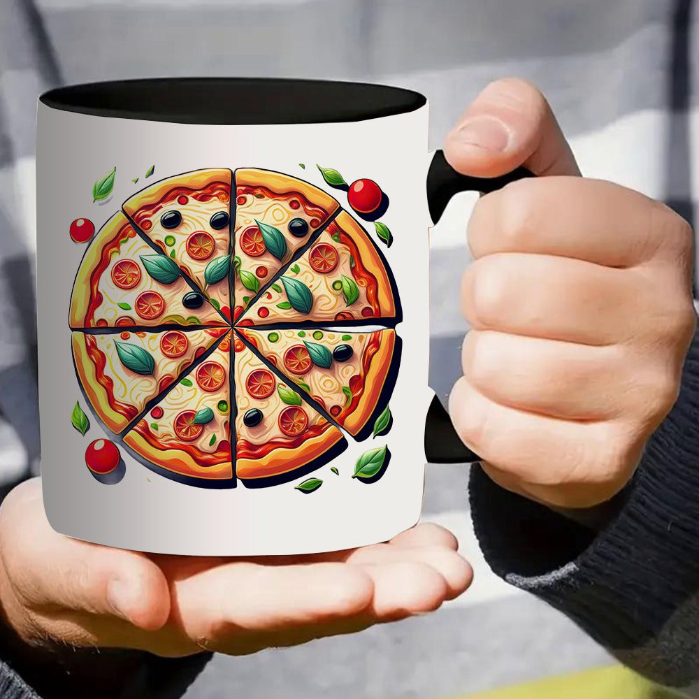 Tailorly Black Accent 11 oz Mug - pizza with fresh tomatoes basil and olives