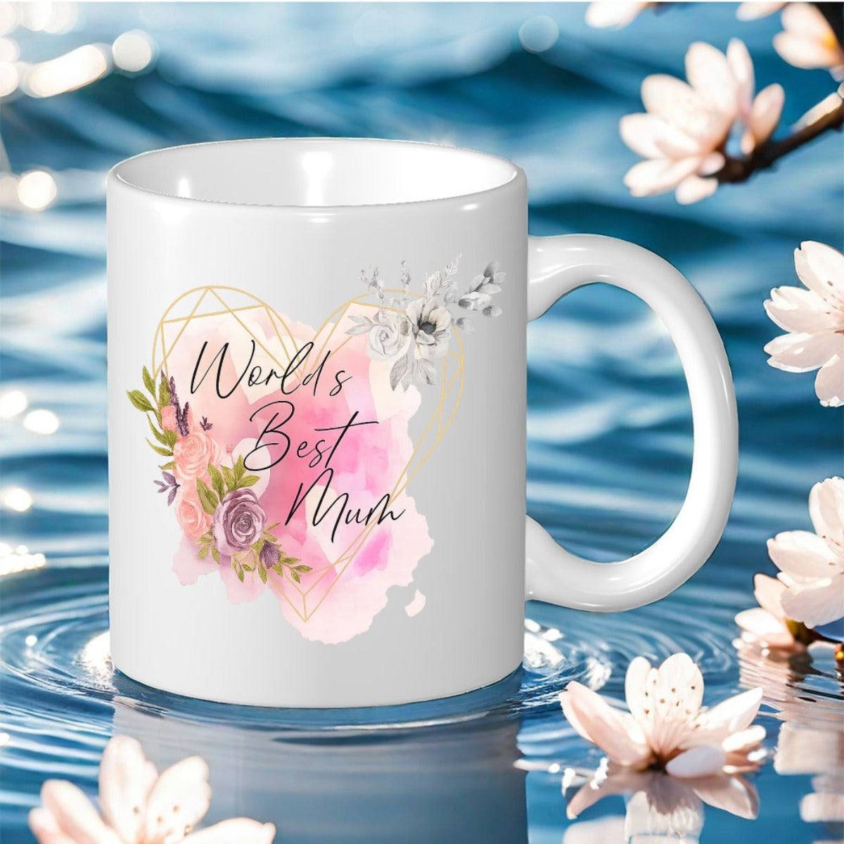 Tailorly White Ceramic 11 oz Mug - in the world print Christmas Halloween Thanksgiving holidays and birthdays