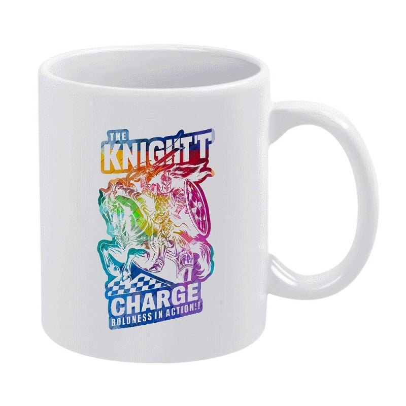 Tailorly White Ceramic 11 oz Mug - knight charge medieval