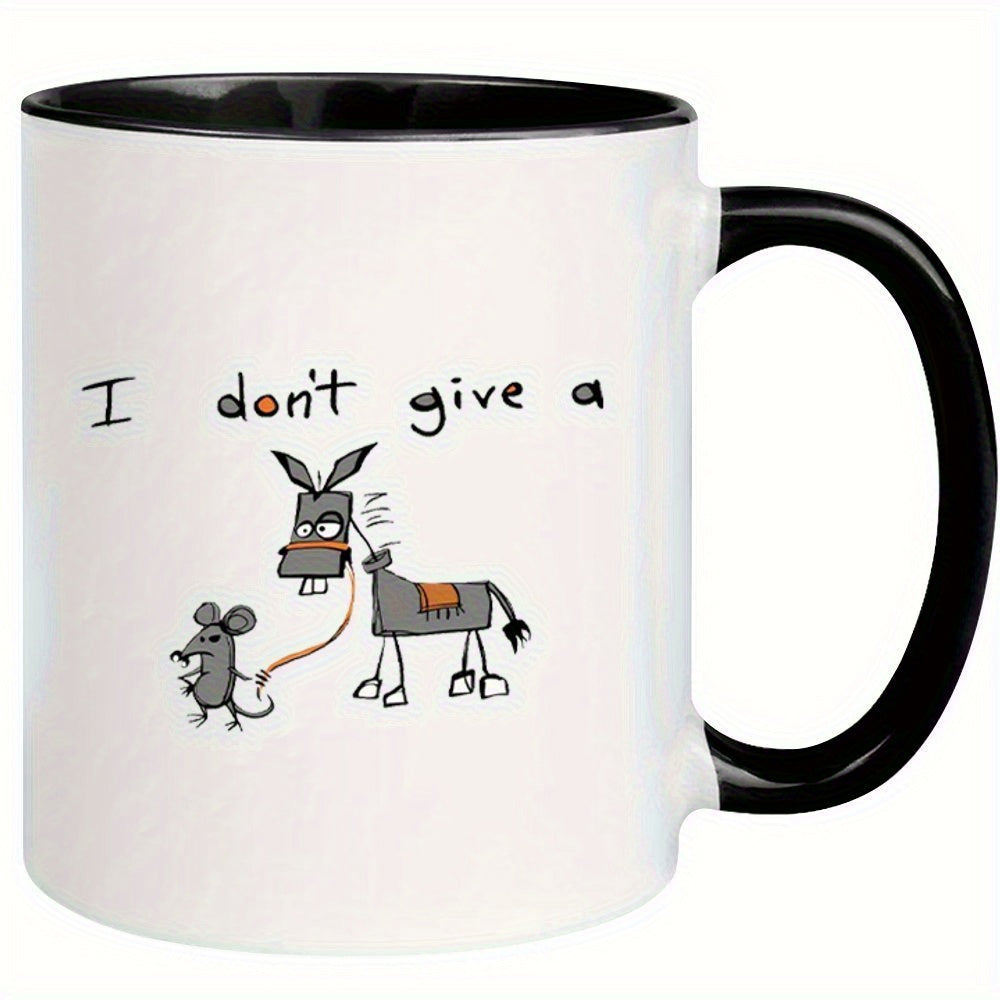Tailorly Black Accent 11 oz Mug - cartoon donkey and mouse