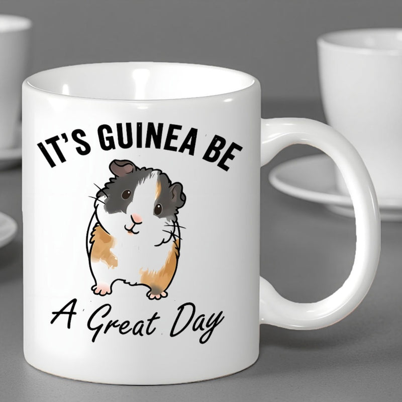 Tailorly White Ceramic 11 oz Mug - adorable guinea pig cartoon