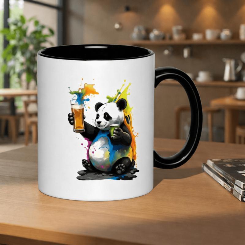Tailorly Black Accent 11 oz Mug - cute panda colorful drinks and 11oz printed ceramic mug themed ceramic coffee mug scratch resistant print ceramic
