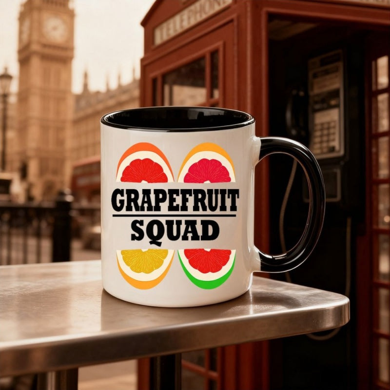 Tailorly Black Accent 11 oz Mug - four grapefruit