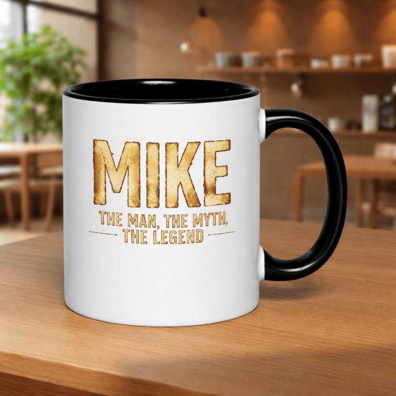 Tailorly Black Accent 11 oz Mug - the man the legend text