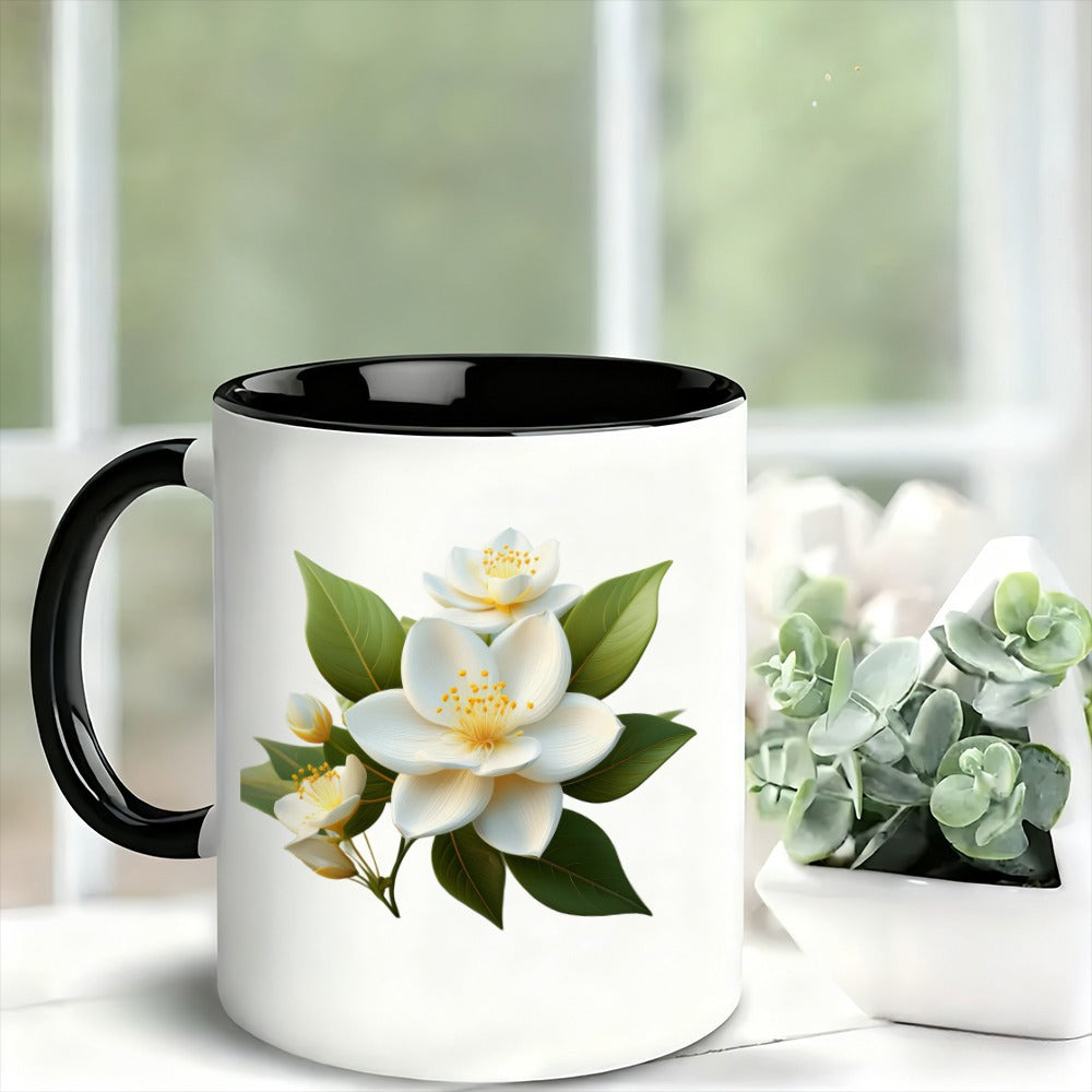 Tailorly Black Accent 11 oz Mug - beautiful blooming flowers
