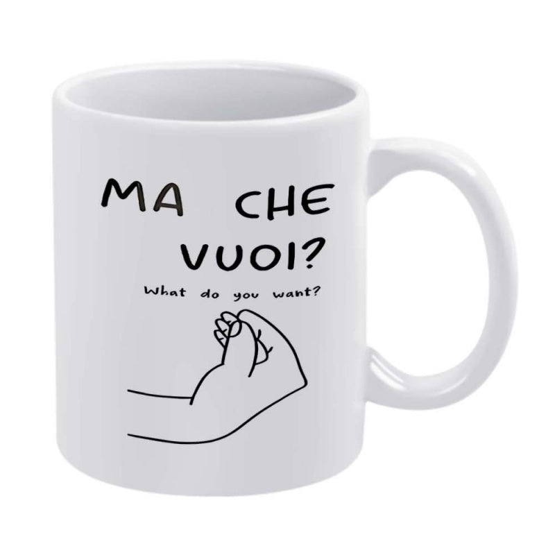 Tailorly White Ceramic 11 oz Mug - humorous Italian themed design