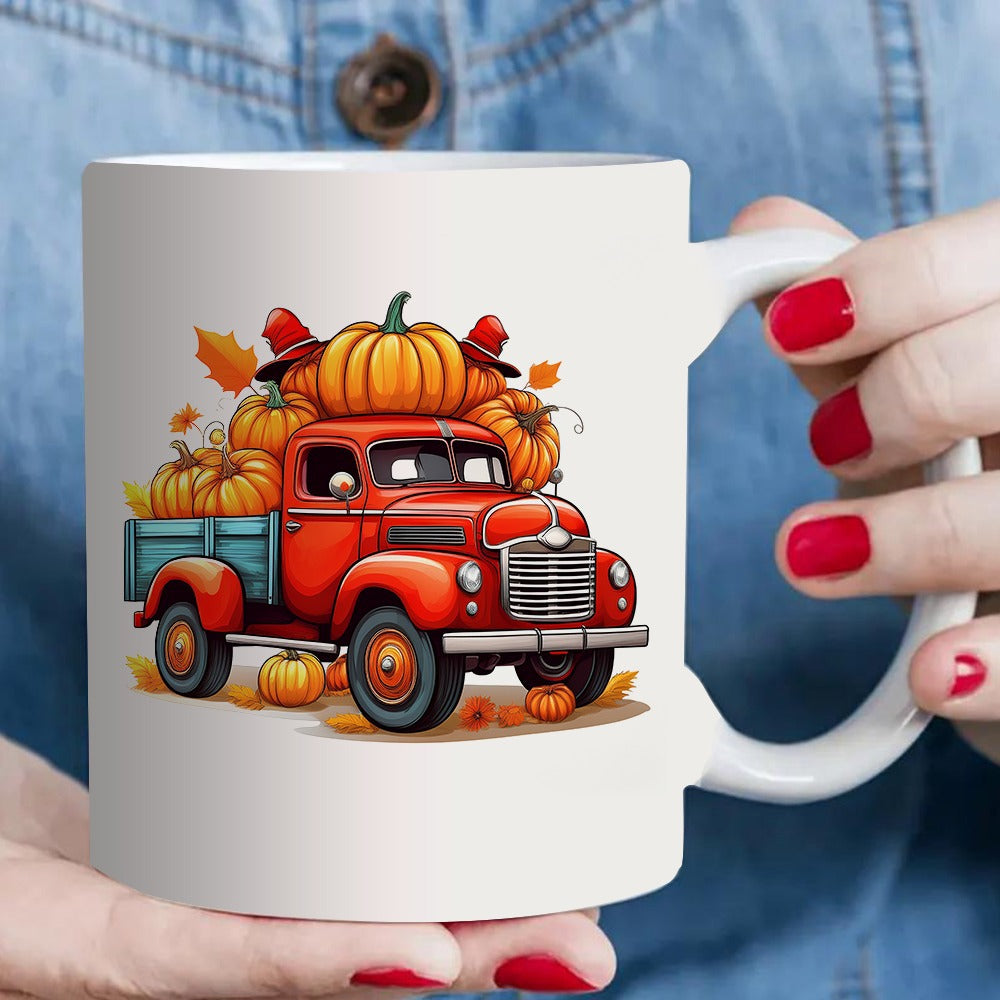 Tailorly White Ceramic 11 oz Mug - pumpkins