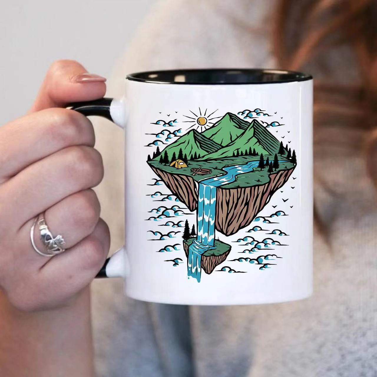 Tailorly Black Accent 11 oz Mug - 11oz ceramic coffee mug insulated reusable design microwave dishwasher safe multipurpose use_c53a7962cf5e4a279c2ce6370b229951