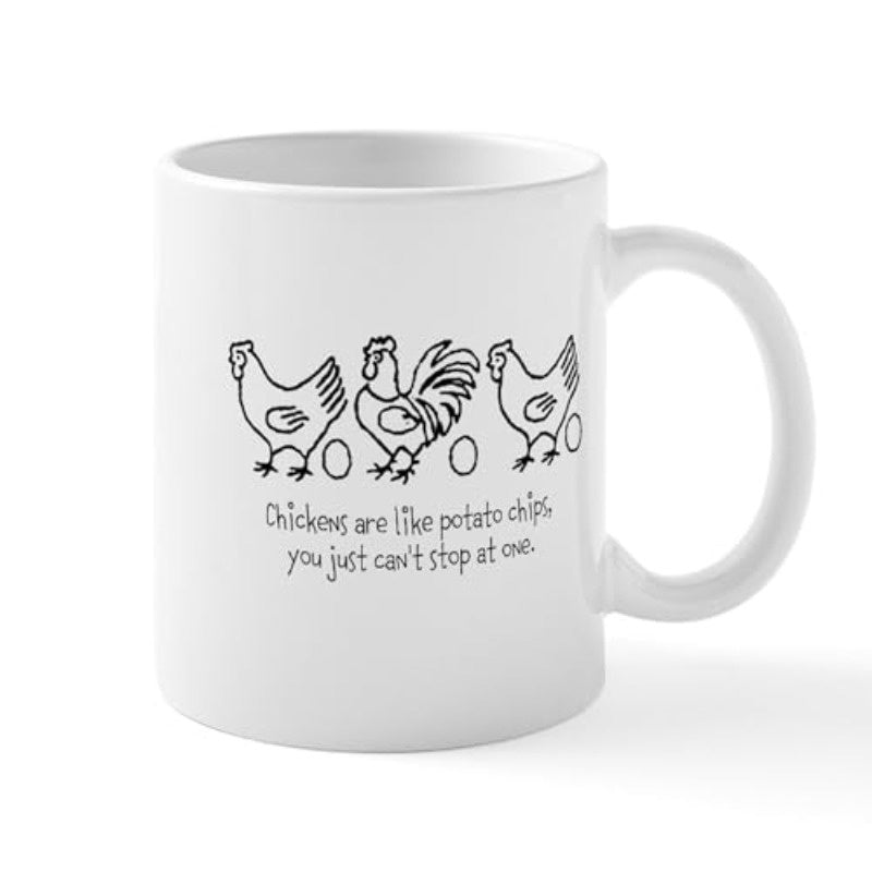 Tailorly White Ceramic 11 oz Mug - cute hens chicks