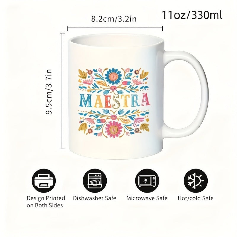 Tailorly White Ceramic 11 oz Mug - vibrant floral slogan