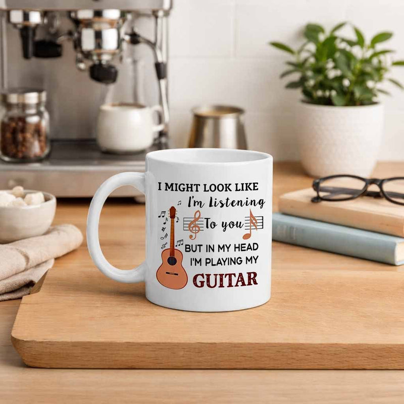 Tailorly White Ceramic 11 oz Mug - fun guitar themed