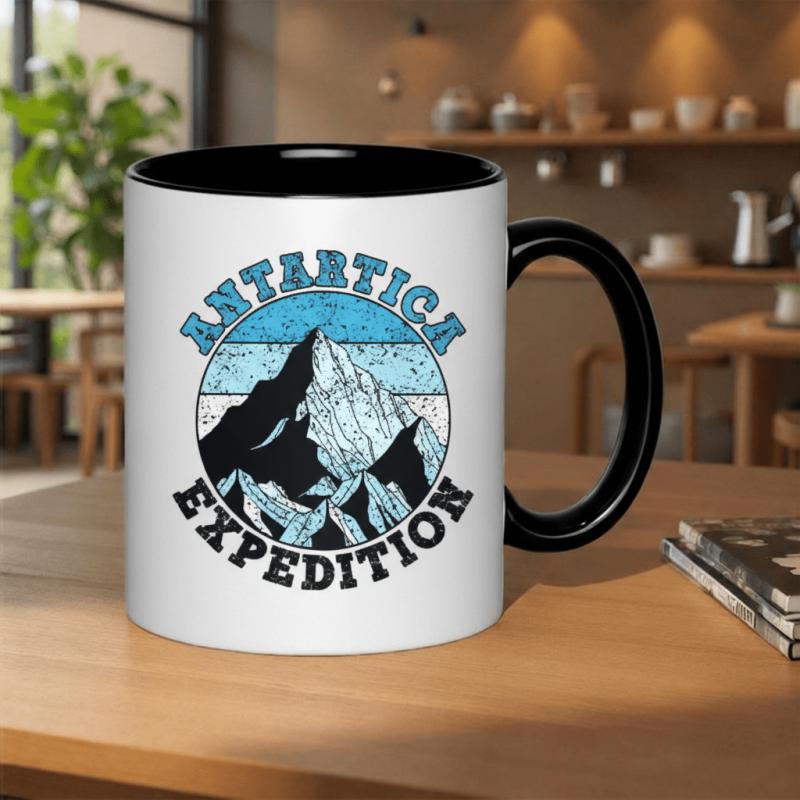 Tailorly Black Accent 11 oz Mug - antarctica expedition adventure exploration inspirational quote