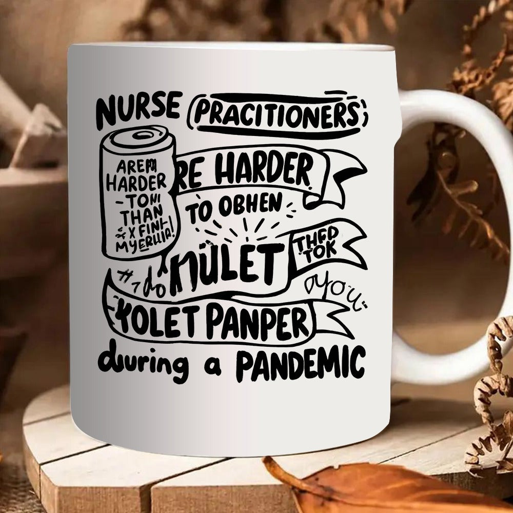 Tailorly White Ceramic 11 oz Mug - funny nurse mug with text "harder to open than a mullet" and toilet paper humor