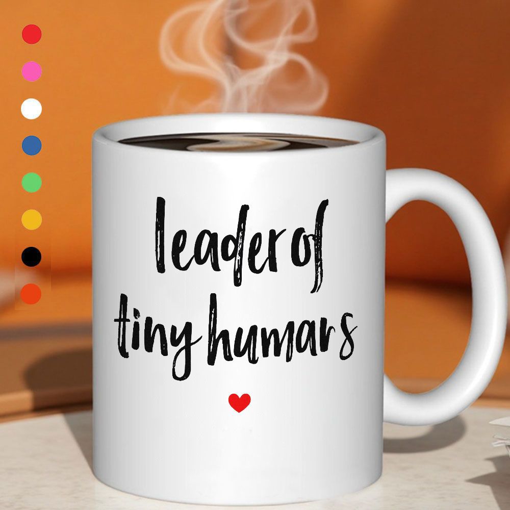 Tailorly White Ceramic 11 oz Mug - leader of lines with a small red heart underneath