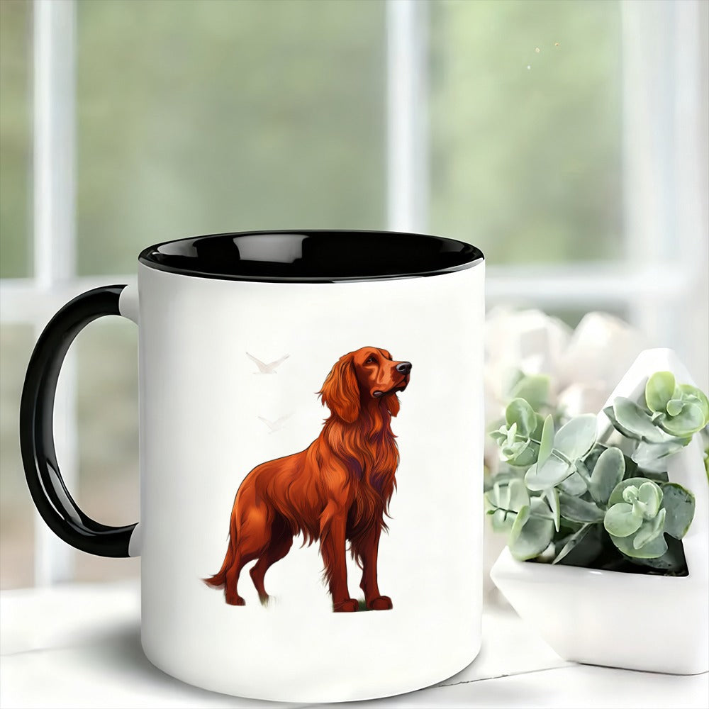 Tailorly Black Accent 11 oz Mug - red dog pet portrait